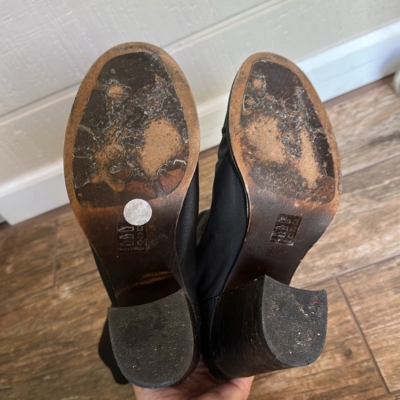 Free People Elle Block Heel Leather Boots Booties Black 39 US 9 - Picture 6 of 7